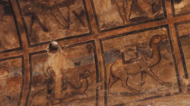 Dibujos Camellos Frescos Qasr Amra Azraq Jordania Unesco Patrimonio Humanidad — Vídeos de Stock