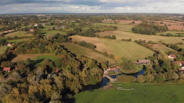 Aerial Footage Flatford Suffolk Late Afternoon September Sunny Typical British — Stock Video