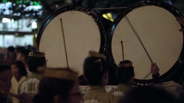 Drums Being Played Japanese Summer Festival Tokyo Japan Stock Footage