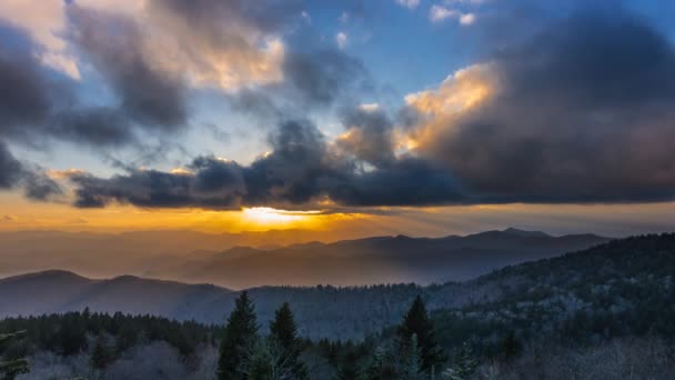 Blue Ridge Mountains Cinemoh Time Lapse Vinterscen — Stockvideo