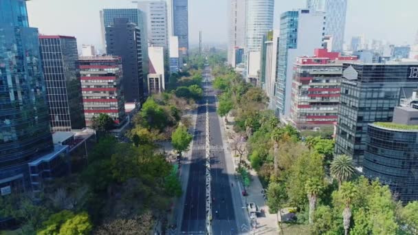 Luchtfoto Van Het Onafhankelijkheidsmonument Mexico City Met Het Standbeeld Van — Stockvideo