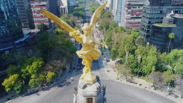 Flygbilder Självständighetsmonumentet Mexico City Som Visar Statyn Angel Independencia Och — Stockvideo