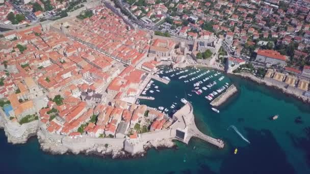 Prachtig Uitzicht Haven Van Dubrovnik Oude Binnenstad Kroatië — Stockvideo