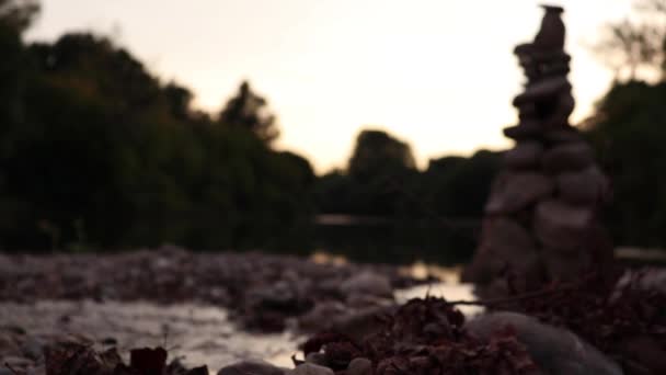 Filmagem Lago Pôr Sol Nosso Foco Início Mas Com Avanço — Vídeo de Stock