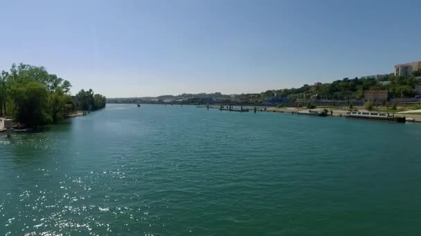 Una Panoramica Dal Fiume Reno Alla Muse Des Confluences Lione — Video Stock