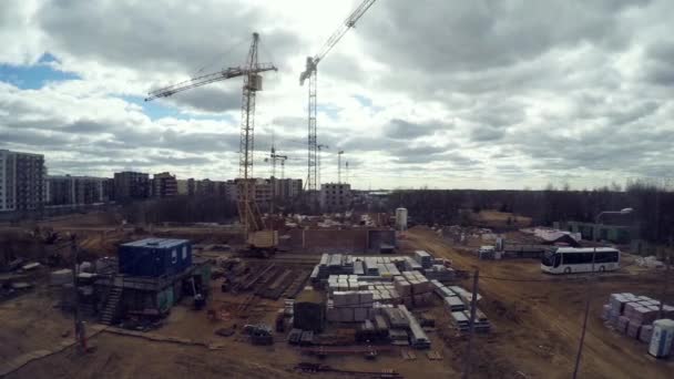 Guindaste Move Nos Trilhos Canteiro Obras Desfasamento Temporal — Vídeo de Stock