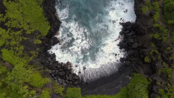 Playa Arena Negra Camino Hana Maui Hawai Drone Aerial — Vídeos de Stock