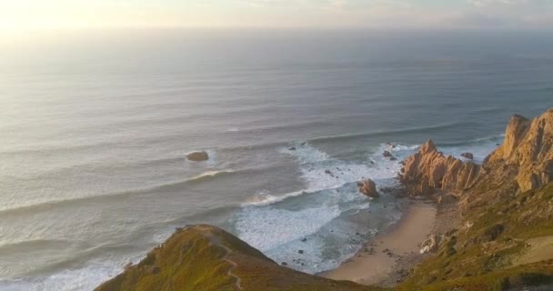 Stunning Aerial View Magnificent Landscape Sunset Cabo Roca Portugal Motivational — Stock Video