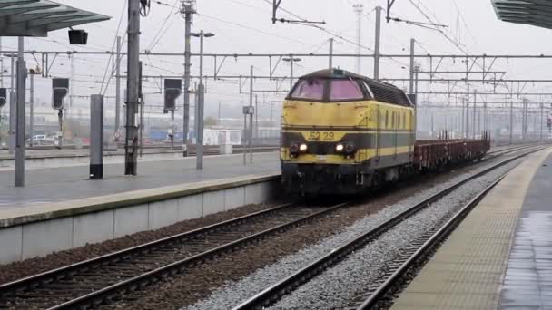 Locomotiva Transporte Ferroviário Estação — Vídeo de Stock