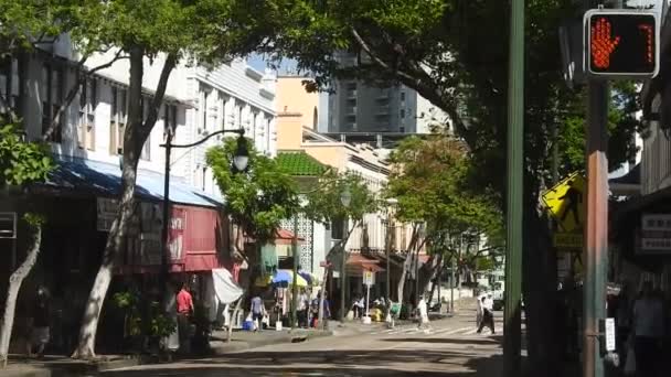 Вулиця Перетину Chinatown Центрі Гонолулу Острові Оаху Гаваї — стокове відео