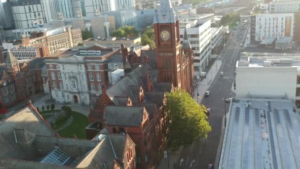 Drone Vista Aérea Universidad Liverpool Victoria Edificio Alrededores Liverpool Reino — Vídeos de Stock