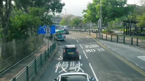 Uitzicht Vanuit Hong Kong Dubbeldekker Bus — Stockvideo