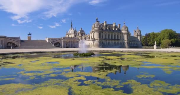Αργή Κίνηση Κλιπ Του Κάστρου Chantilly Ομαλή Εστίαση Zoom Στο — Αρχείο Βίντεο