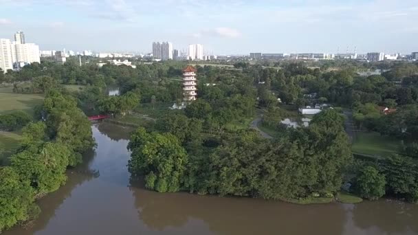 Letecký Záběr Singapuru Jurong Východní Čínské Zahrady — Stock video