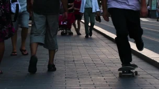 Nogi Ludzi Spacerujących Avenue Jean Medecin Nicei Południowej Francji Żadnych — Wideo stockowe