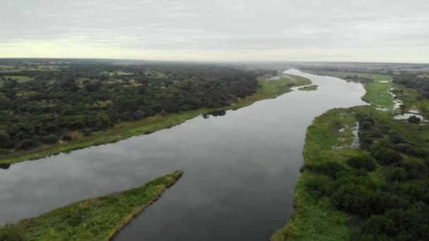 Tiro Aereo Volo Sulle Zone Umide Verdi Del Fiume Kwando — Video Stock