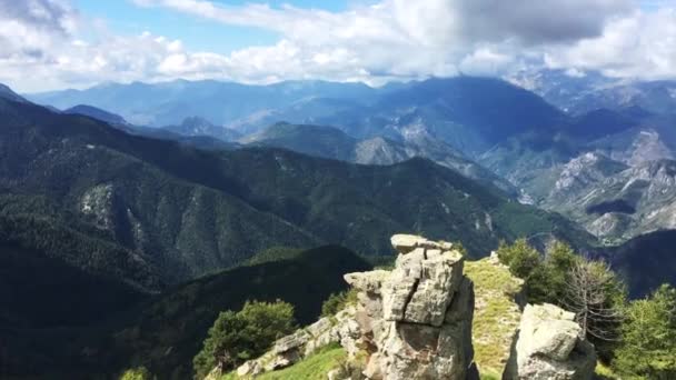 Uma Montanha Nos Alpes 2200M Altura Com Gras Verdes Árvores — Vídeo de Stock