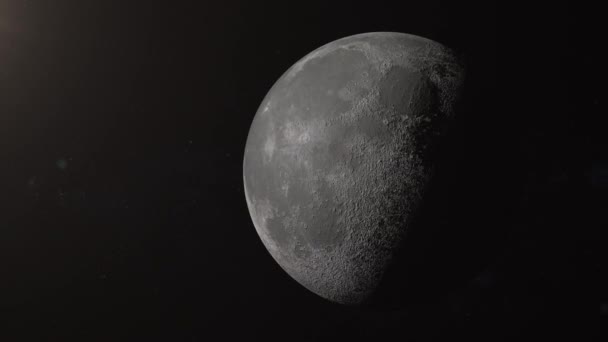 宇宙からの月の眺め 詳細な構造 隕石や小惑星によって作られたクレーター 天文学関連のビデオのドキュメンタリーに最適 — ストック動画