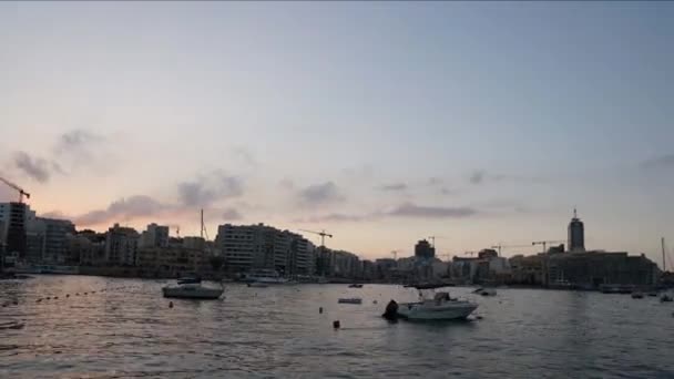 Time Lapse Video Malta Sliema Exiles Bay Sunth Night — 비디오