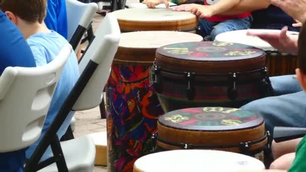 Kids Adults Play Hand Drums Drum Circle — ストック動画