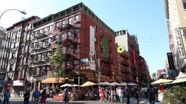 Calle Turística Urbana Barrio Little Italy Manhattan Nueva York — Vídeos de Stock