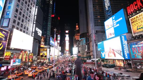 Busy Night Time Square Manhattan New York City — Stock Video