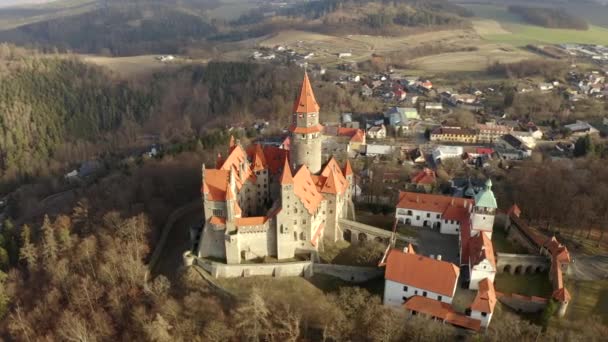 Letecká Pevnost Zastřelena Zámku Bouzov Hrad Moravě — Stock video