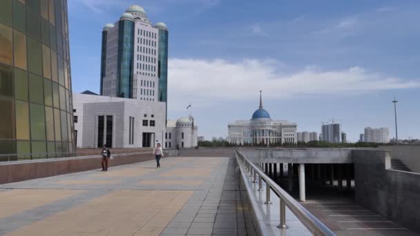 Gimbal Shot Orda President Palace Neo Futuristic Modern City Center — 비디오