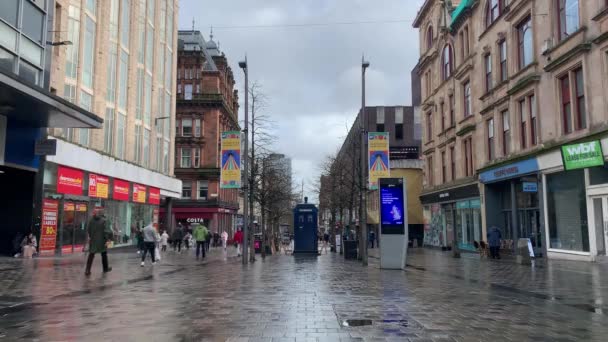 Toko Berjalan Menyusuri Sauchiehall Street Glasgow — Stok Video