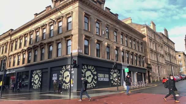 Slow Motion People Crossing Road Sauchiehall Street Glasgow — Stock videók