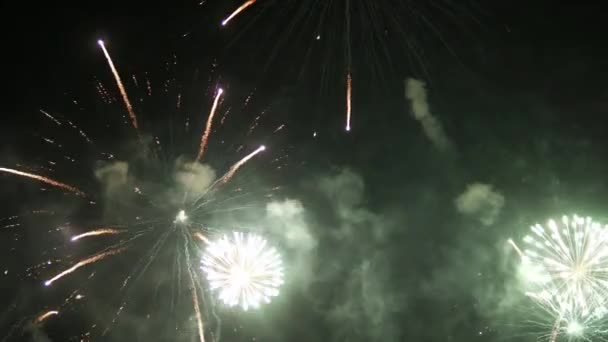 Bonito Colorido Real Continuar Fogos Artifício Exibir Celebração Véspera Ano — Vídeo de Stock
