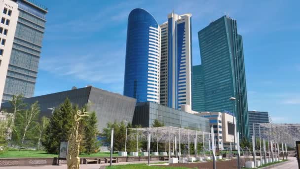 Rascacielos Clase Mundial Infraestructura Ucrania Nur Sultan — Vídeos de Stock