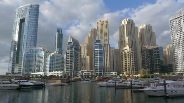 Moderne Skylines Und Türme Wohnviertel Dubai Marina Den Vereinigten Arabischen — Stockvideo