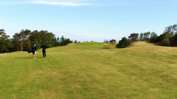 Caddie Golfista Golfovém Hřišti Molndal Göteborgu Švédsku Statické Zobrazení — Stock video