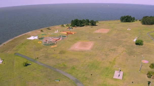 Aerial Parque Los Nios Park Plata River Buenos Aires Argentina — Video