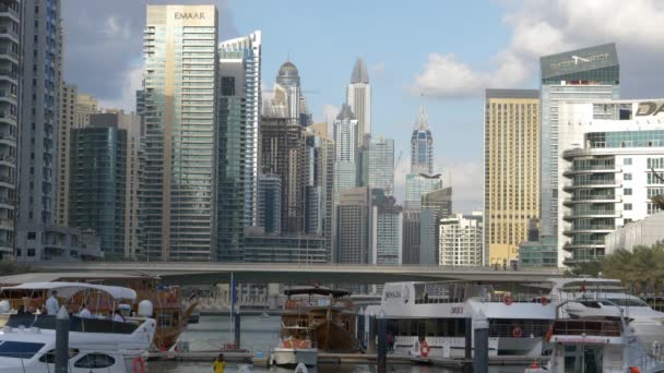 Dubai Marina Město Mrakodrapy Pozadí Statické — Stock video