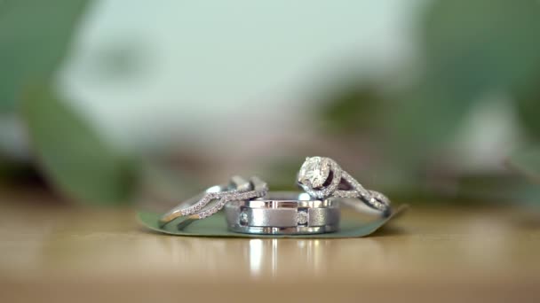 Close View Wedding Rings Unity Love — Stockvideo