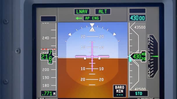 Primary Flight Display Pfd Cockpit Footage Close Handheld Shot Flight — Vídeo de Stock