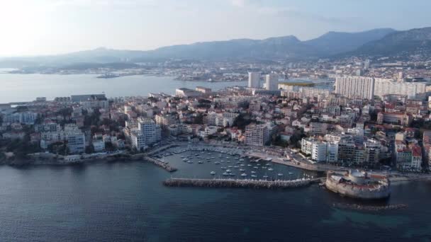 Beautiful Cinematic Aerial Establishing View Toulon City France Sunny Day — Vídeos de Stock