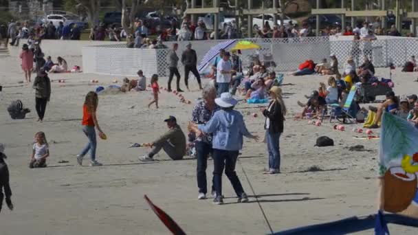 Older Couple Dancing Beach — стоковое видео