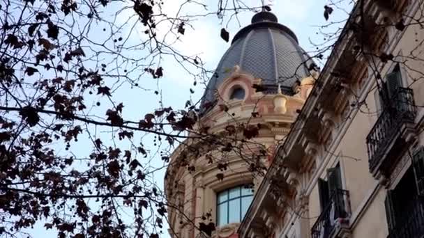 Βαρκελώνη Ισπανία Θέα Του Αστικού Παραδοσιακού Ιστορικού Κτιρίου Στο Κέντρο — Αρχείο Βίντεο