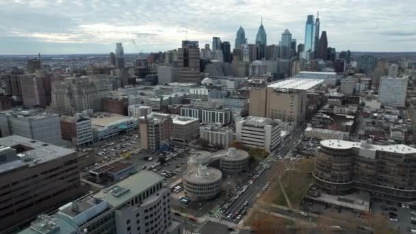 Philadelphia Pennsylvania Usa Aerial View Downtown Neighborhood Buildings Central Financial — Wideo stockowe