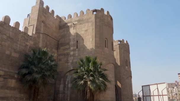 Bab Futuh Puerta Muralla Ciudad Vieja Cairo Egipto Disparo Cerrado — Vídeos de Stock