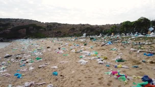 Environmental Disaster Polluted Beach Human Irresponsibility Aerial — Vídeos de Stock