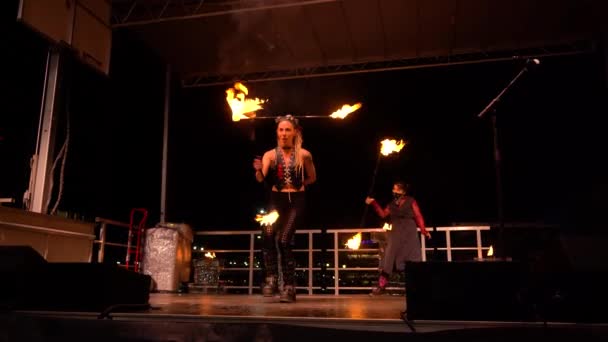 Steel Town Fire Show Während Highmarks Erster Nacht Pittsburgh — Stockvideo