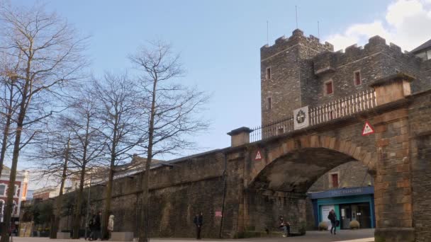 Derry Londonderry City Noord Ierland City Walls Magazine Poort Die — Stockvideo