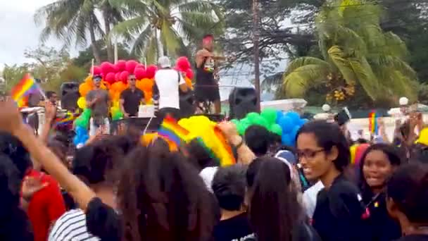 Carnival Party People Singing Dancing Lgbt Pride Parade 2019 Dili — Video Stock