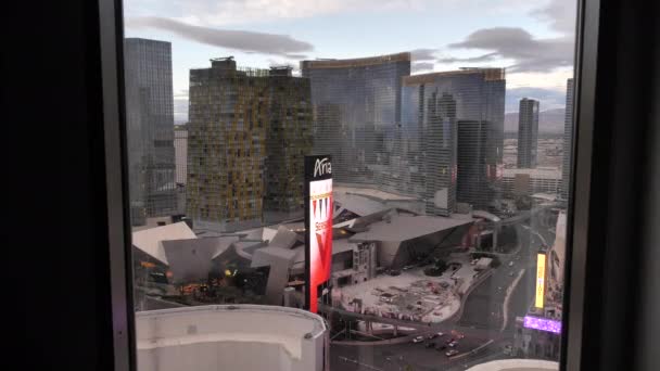 Twilight Las Vegas Strip Aria Resort Casino Buildings Mgm Grand — Vídeo de Stock