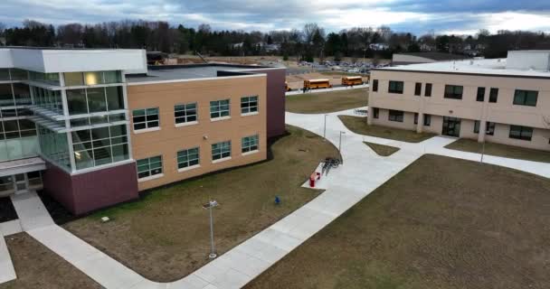 Modern School Buildings Public Education Facility School Bus Line Drop — 비디오