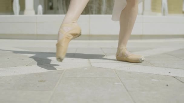 Close Shot Ballerina Legs Shoes Dancing Slow Motion Footage Rijeka — Stock Video